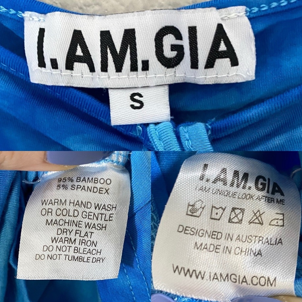 I Am Gia Halo Shorts Tie Waist Summer Festival Blue Tie Dye size Small - Picture 4 of 4